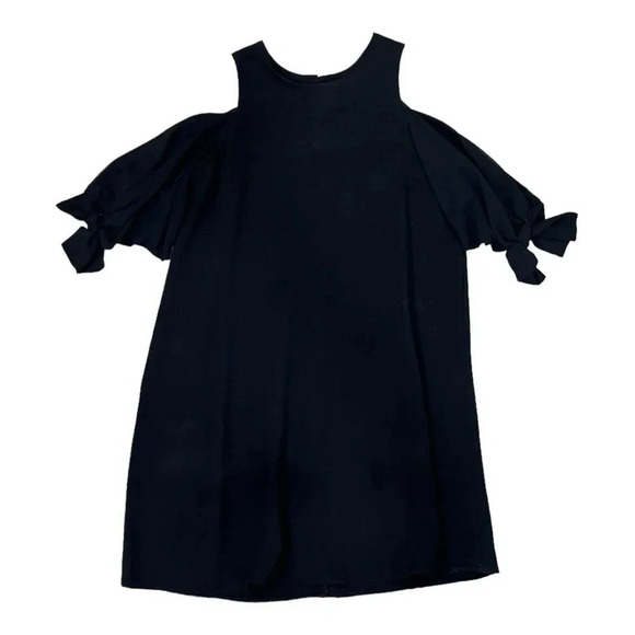 Charles Henry Black Multimedia Tie Sleeve Swing Dress S - Picture 1 of 4